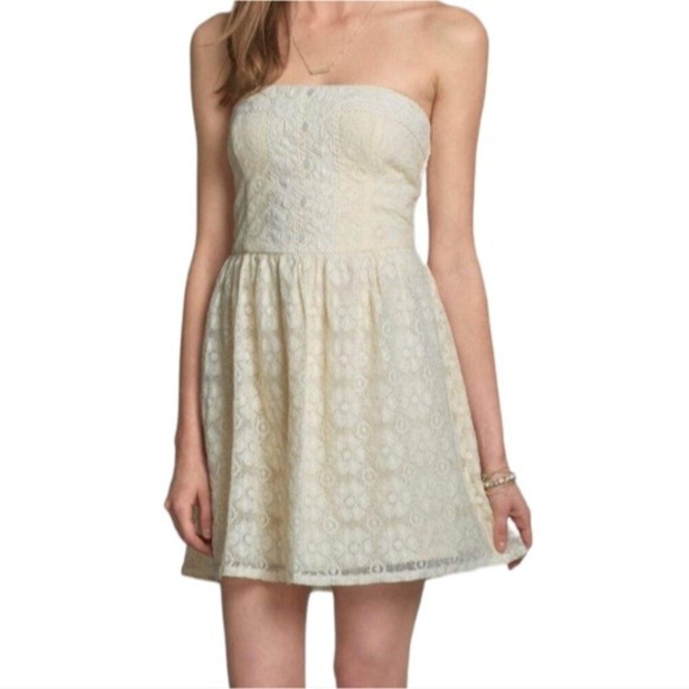 Abercrombie & Fitch Women's Off White Tessa Strapless Lace Dress Size Small